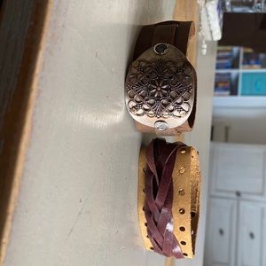 Two adjustable leather bracelets